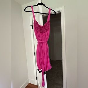 Alice + Olivia hot pink silk dress- size XS